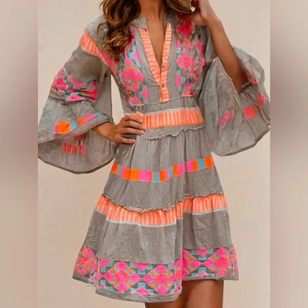NEW Festival Vibes Tunic Dress - Picture 1 of 8